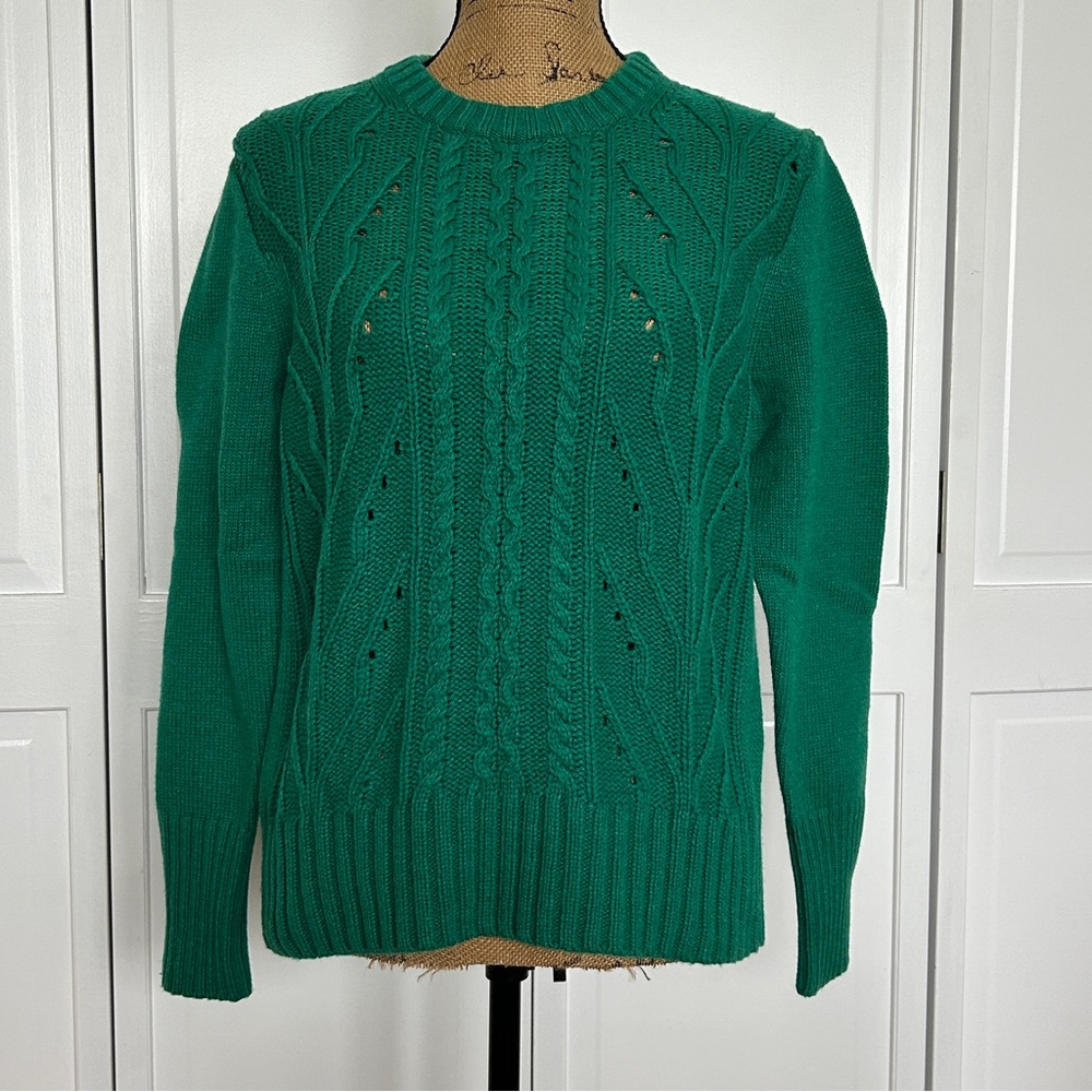 J. Crew Emerald Cable Knit Sweater NWT